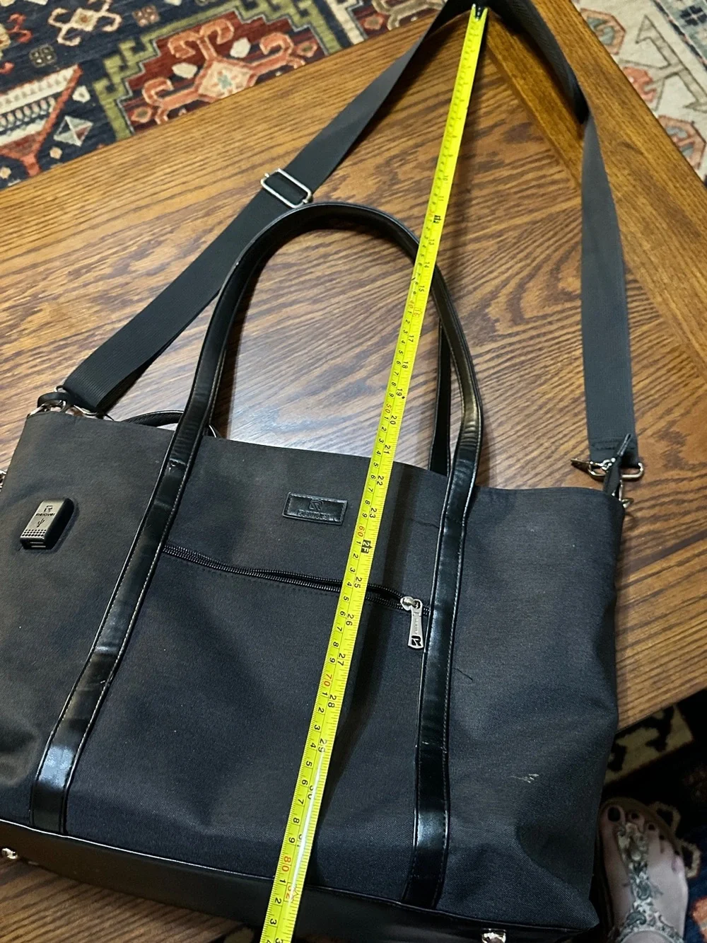 Classic Black Laptop Canvas Tote Bag